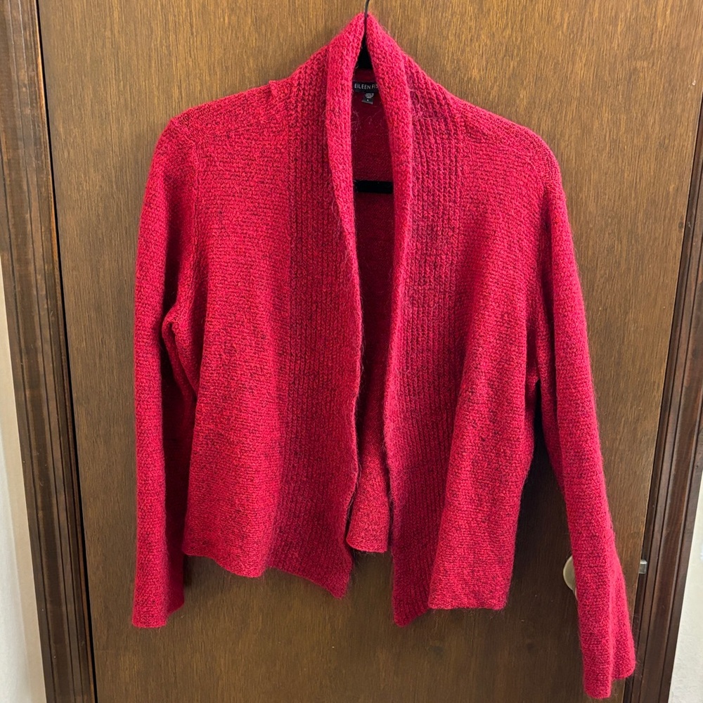 Eileen Fisher Rich Red Open-Front Cardigan